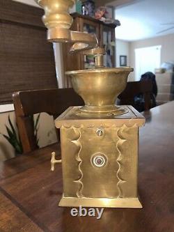 Antique Brass Coffee Grinder Square