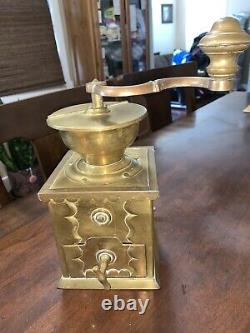 Antique Brass Coffee Grinder Square