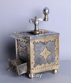 Antique Brass and Iron 1881 Neo Baroque Coffee Grinder