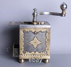Antique Brass and Iron 1881 Neo Baroque Coffee Grinder