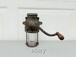 Antique Brighton Wall Mount Coffee Mill Grinder With Glass Jar