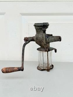 Antique Brighton Wall Mount Coffee Mill Grinder With Glass Jar