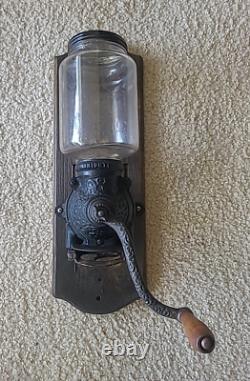 Antique Brighton Wall Mount Coffee Mill / Grinder With Original Glass. Mounted