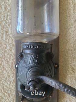 Antique Brighton Wall Mount Coffee Mill / Grinder With Original Glass. Mounted