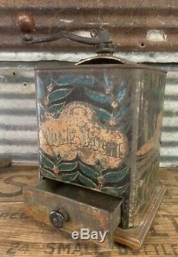 Antique Bronson-Walton Co Cleveland Ohio Tin Litho None Such Coffee Grinder Mill