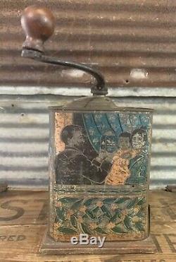 Antique Bronson-Walton Co Cleveland Ohio Tin Litho None Such Coffee Grinder Mill