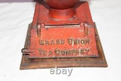 Antique C. 1900 Griswold Grand Union Tea Co. Cast Iron Coffee Grinder Mill Sign