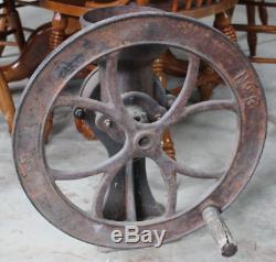 Antique C. S. BELL Cast Iron NO. 3 Large Wheel Coffee Grinder Mill