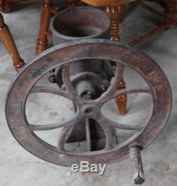 Antique C. S. BELL Cast Iron NO. 3 Large Wheel Coffee Grinder Mill