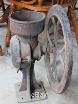 Antique C. S. BELL Cast Iron NO. 3 Large Wheel Coffee Grinder Mill