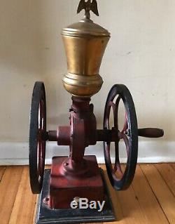 Antique COLES MFG Philadelphia Pa Cast Iron Coffee Mill /Grinder 11.5 Wheels 07