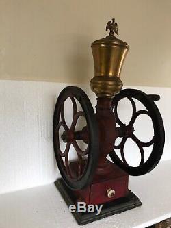 Antique COLES MFG Philadelphia Pa Cast Iron Coffee Mill /Grinder 11.5 Wheels 07