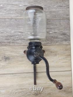 Antique Cast Iron Arcade #25 Wall Mount Coffee Grinder with Original Lid