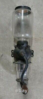 Antique Cast Iron Arcade Crystal No. 1 Wall Mounted Coffee Grinder Complete