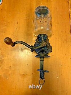 Antique Cast Iron Arcade Crystal No. 1 Wall Mounted Coffee Grinder Original