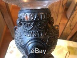 Antique Cast Iron Arcade Crystal Wall Mount Coffee Grinder/mill Complete