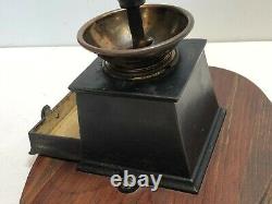 Antique Cast Iron Baldwin Son & Co Stourport Coffee Grinder withWooden Base
