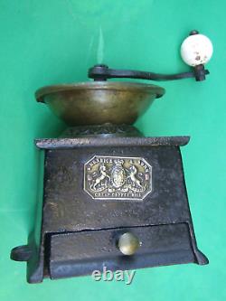 Antique Cast Iron & Brass Coffee Mill Grinder A Kenrick & Sons England C1890