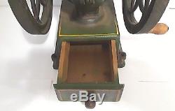 Antique Cast Iron COFFEE GRINDER Double Wheel John Wright Inc. / Not Working