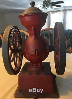 Antique Cast Iron COFFEE GRINDER Double Wheel Vintage John Wright Inc
