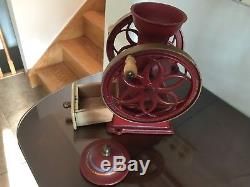 Antique Cast Iron COFFEE GRINDER Double Wheel Vintage John Wright Inc. Display