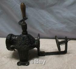 Antique Cast Iron CRYSTAL ARCADE #3 Wall Mount COFFEE GRINDER different catcher