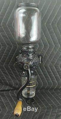 Antique Cast Iron CRYSTAL ARCADE Wall Mount COFFEE GRINDER