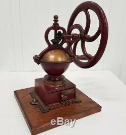 Antique Cast Iron Coffee Grinder Balance Wheel Elma #0 Rare Model Spain