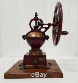 Antique Cast Iron Coffee Grinder Balance Wheel Elma #0 Rare Model Spain