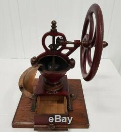 Antique Cast Iron Coffee Grinder Balance Wheel Elma #0 Rare Model Spain