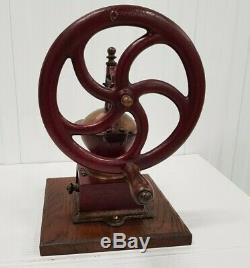 Antique Cast Iron Coffee Grinder Balance Wheel Elma #0 Rare Model Spain