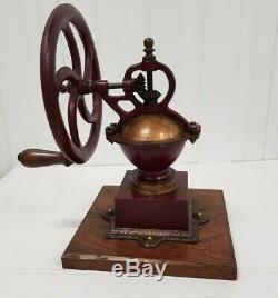 Antique Cast Iron Coffee Grinder Balance Wheel Elma #0 Rare Model Spain