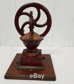 Antique Cast Iron Coffee Grinder Balance Wheel Elma #0 Rare Model Spain