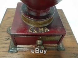 Antique Cast Iron Coffee Grinder Balance Wheel Elma #0 Rare Model Spain