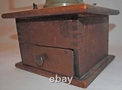 Antique Cast Iron Coffee Grinder, Dovetailed Wooden Base, Coffee MILL