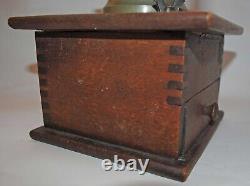 Antique Cast Iron Coffee Grinder, Dovetailed Wooden Base, Coffee MILL