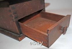 Antique Cast Iron Coffee Grinder, Dovetailed Wooden Base, Coffee MILL