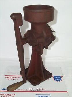 Antique Cast Iron Coffee Grinder Primitive Hand Crank Swift Mill Unit