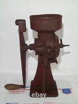 Antique Cast Iron Coffee Grinder Primitive Hand Crank Swift Mill Unit