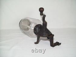 Antique Cast Iron Coffee Grinder Primitive Wall Mount Hand Crank Unit