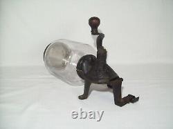 Antique Cast Iron Coffee Grinder Primitive Wall Mount Hand Crank Unit