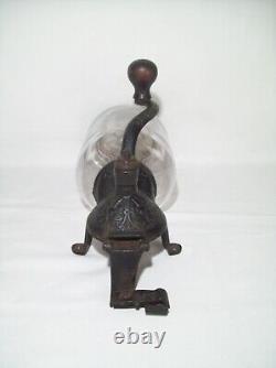 Antique Cast Iron Coffee Grinder Primitive Wall Mount Hand Crank Unit