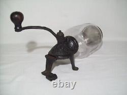 Antique Cast Iron Coffee Grinder Primitive Wall Mount Hand Crank Unit