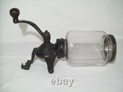 Antique Cast Iron Coffee Grinder Primitive Wall Mount Hand Crank Unit