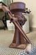 Antique Cast Iron Coffee Grinder Vintage Corn Grain Mill Red Wood Hand Crank