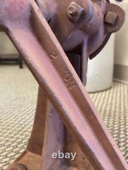 Antique Cast Iron Coffee Grinder Vintage Corn Grain Mill Red Wood Hand Crank