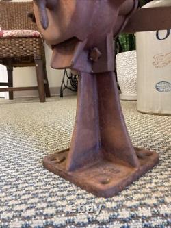 Antique Cast Iron Coffee Grinder Vintage Corn Grain Mill Red Wood Hand Crank
