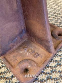 Antique Cast Iron Coffee Grinder Vintage Corn Grain Mill Red Wood Hand Crank