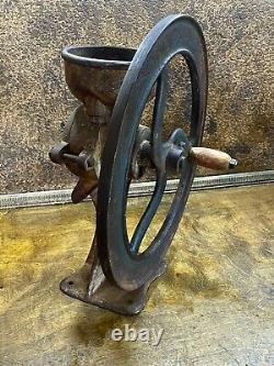Antique Cast Iron General Store COFFEE MILL GRINDER w 16 wheel / primitive