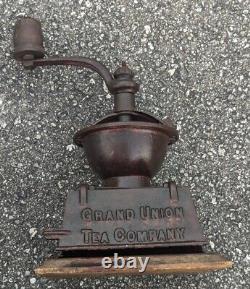 Antique Cast Iron Grand Union Tea Company Coffee Grinder As Is